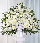 Heartfelt Sympathies White Funeral Standing Basket PA-102